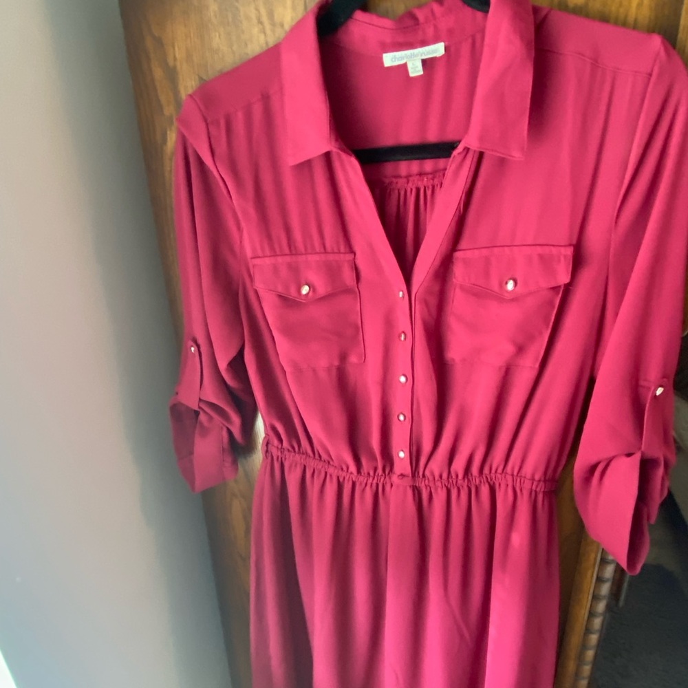 Burgundy Button Dress